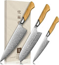 TIVOLI Damascus Kitchen Knife Set, VG-10 Damascus Santoku Paring Knife by TIVOLI