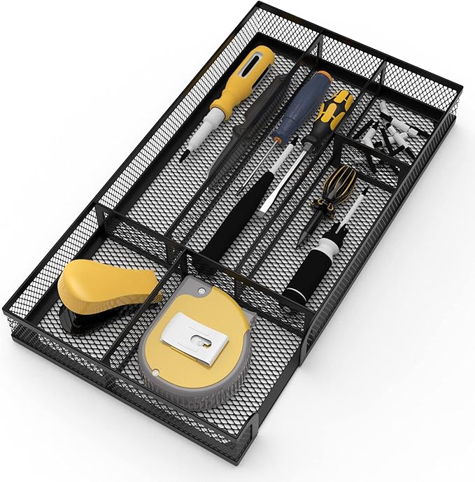 Desk Drawer Organizer, Small Metal Mesh Drawer Organizer Tray, Office Pencil - Image 5