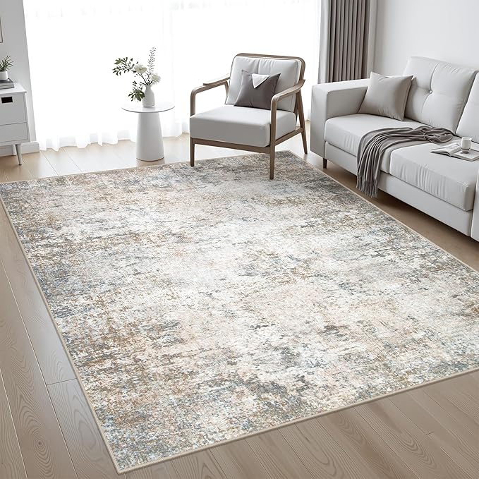 4x6 Area Rug Living Room Rug: Washable Modern Abstract Soft Thin Rug Indoor by FXRHLP