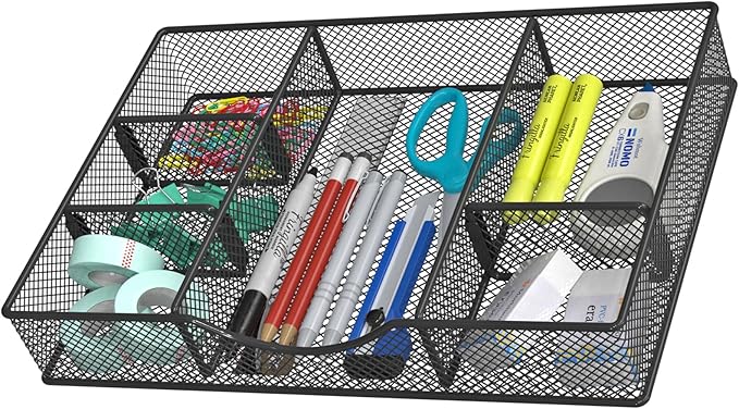 VyGrow Desk Drawer Organizer Tray, Metal Mesh Drawer Organizers Office by VyGrow