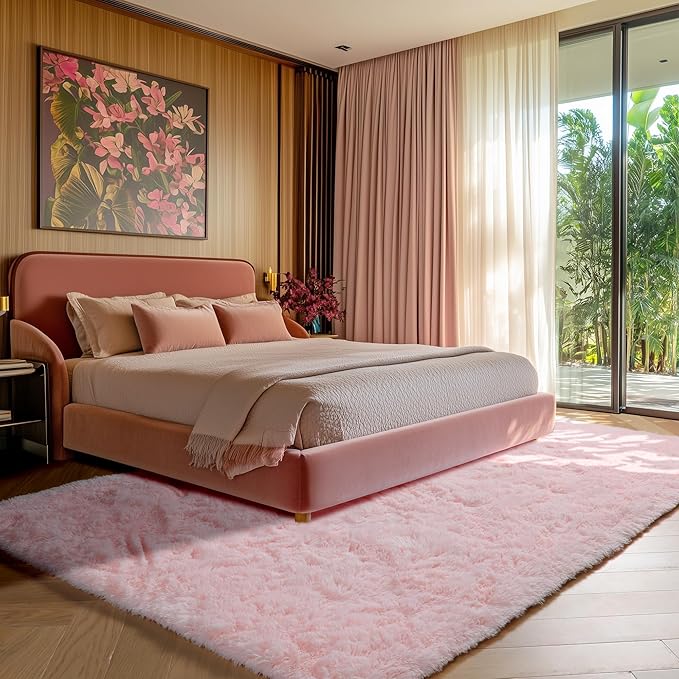 ONASAR Pink 6x9 Area Rugs for Living Room Bedroom, Large Fluffy Bedside Throw - Image 4
