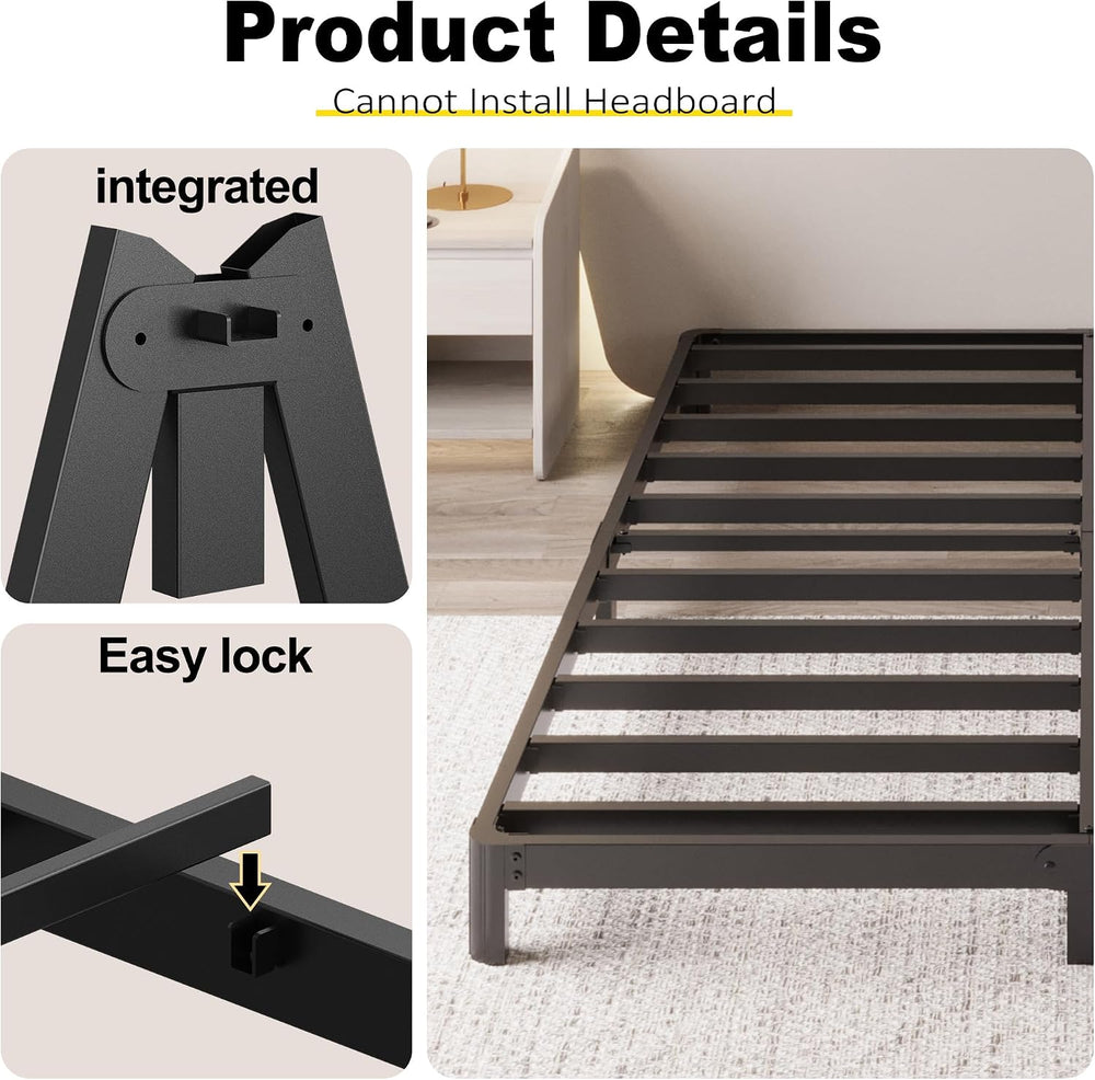 Yicensen 4 Inch Full Bed Frame Low Profile No Box Spring Needed