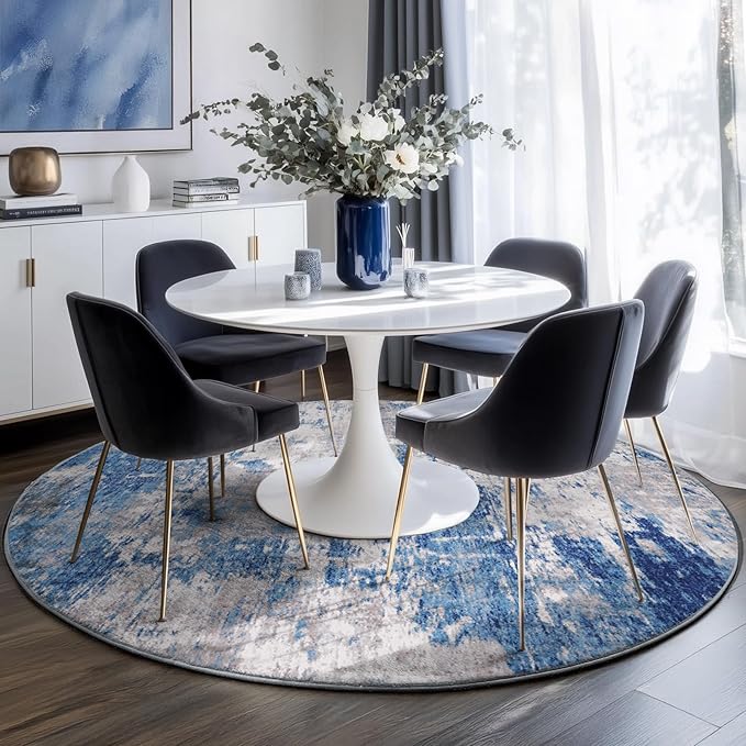 Washable Area Rugs 6ft Non-Slip Modern Abstract Soft - Image 4