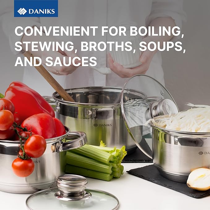 Daniks Standard 9-Piece Stainless Steel Cookware Set - Image 8