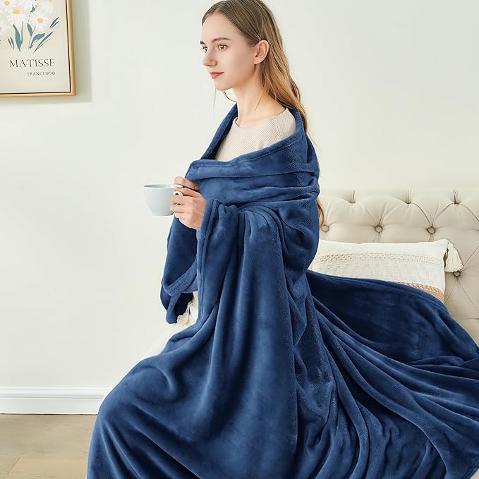 BEDELITE Fleece Blanket Navy Blue Throw Blankets - Image 4