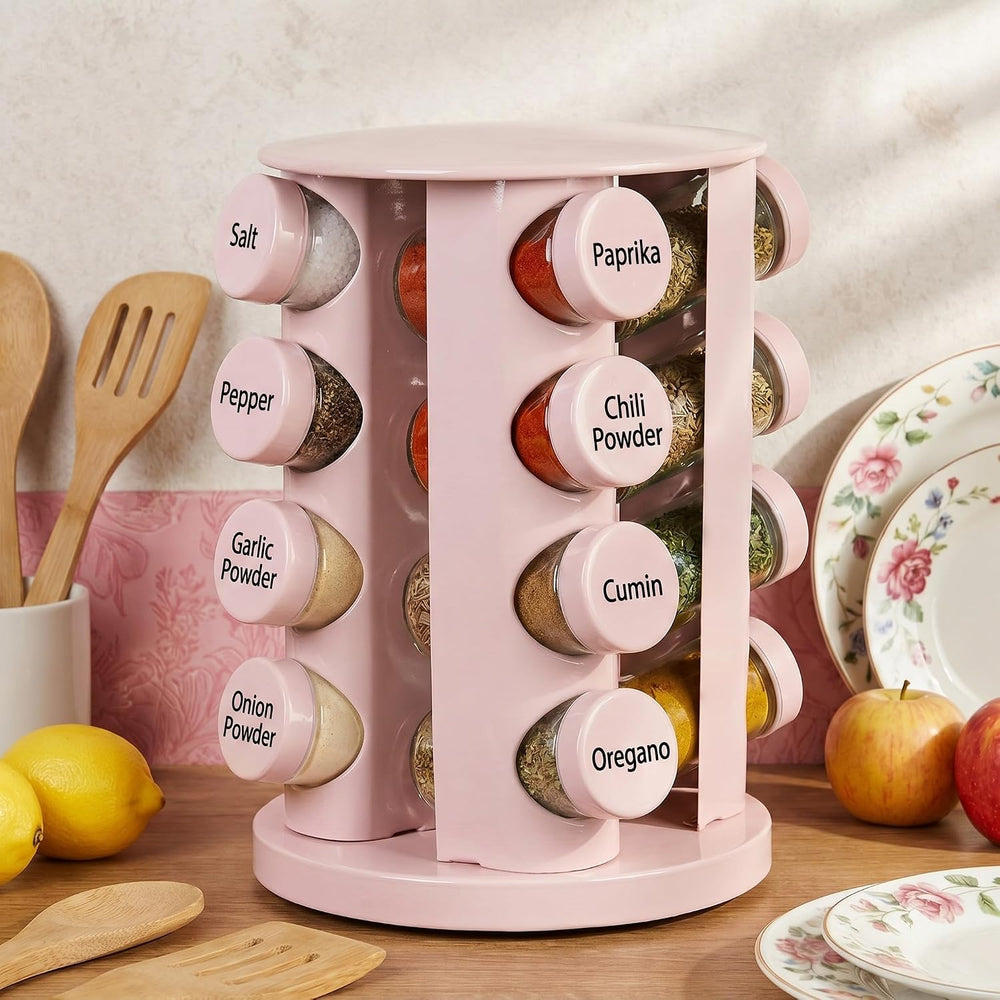 Yungyan Pink Rotating Spice Rack Seasoning Organizer