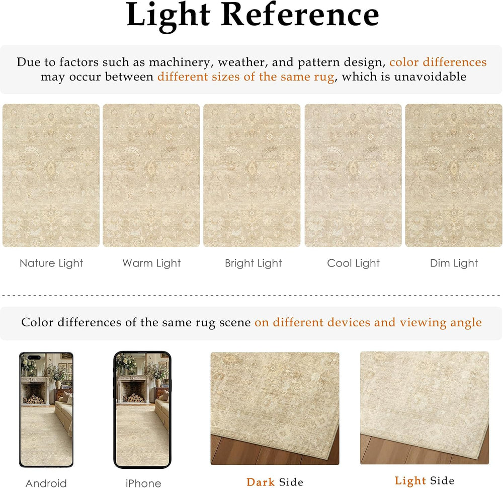 8x10 Beige Neutral Floral Area Rug
