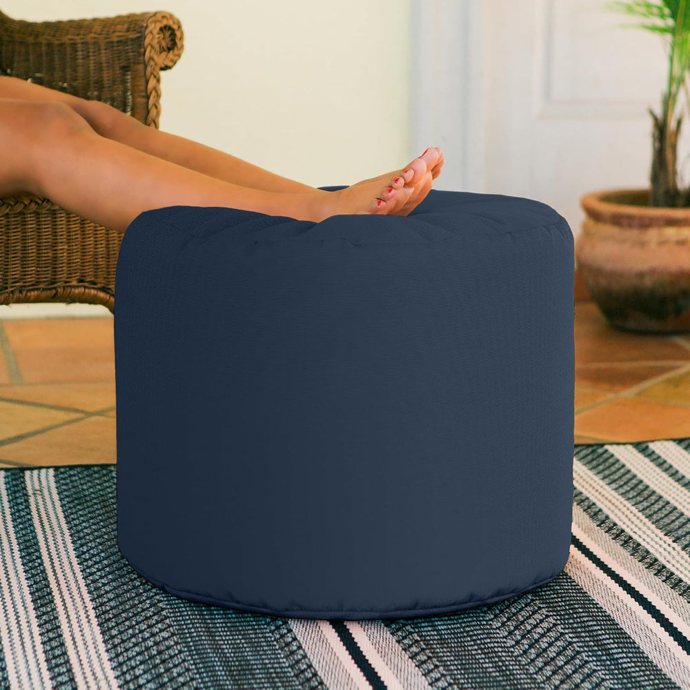Jaxx Spring Indoor/Outdoor Bean Bag Pouf Ottoman, Navy