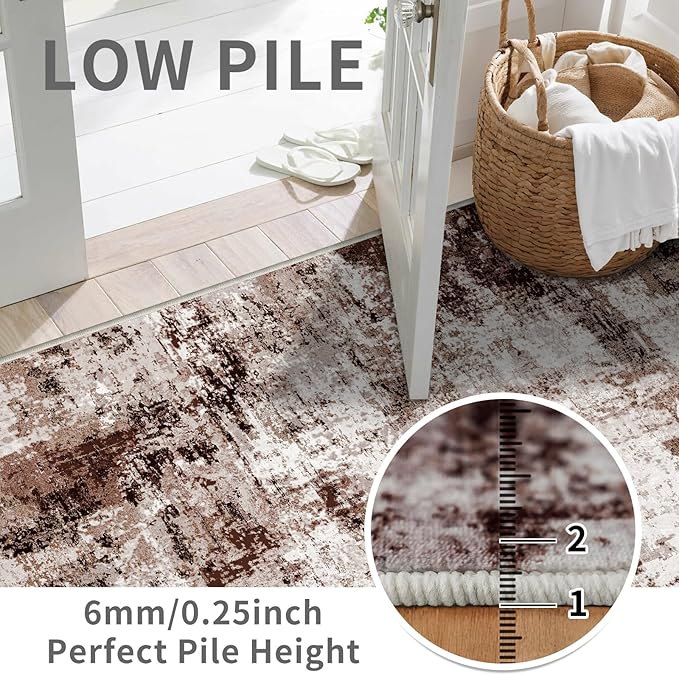 2x8 Washable Runner Rugs for Hallway: Easy-to-Clean Abstract Runners for - Image 3