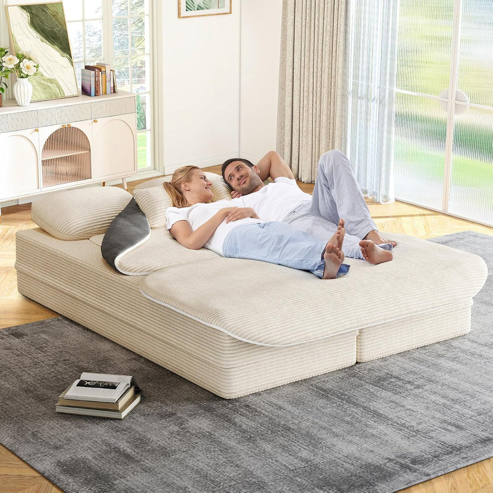 Antetek Convertible Sleeper Sofa, Modern Folding Futon Corduroy Floor Foam Co...