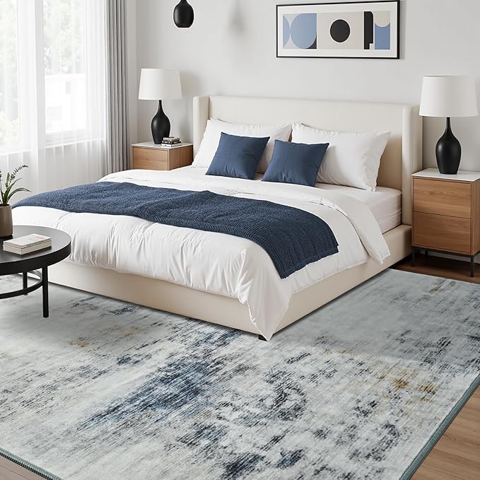 Toneed Abstract Area Rug 8x10 Modern Washable Rug Soft Non Slip Rug Low Pile - Image 4