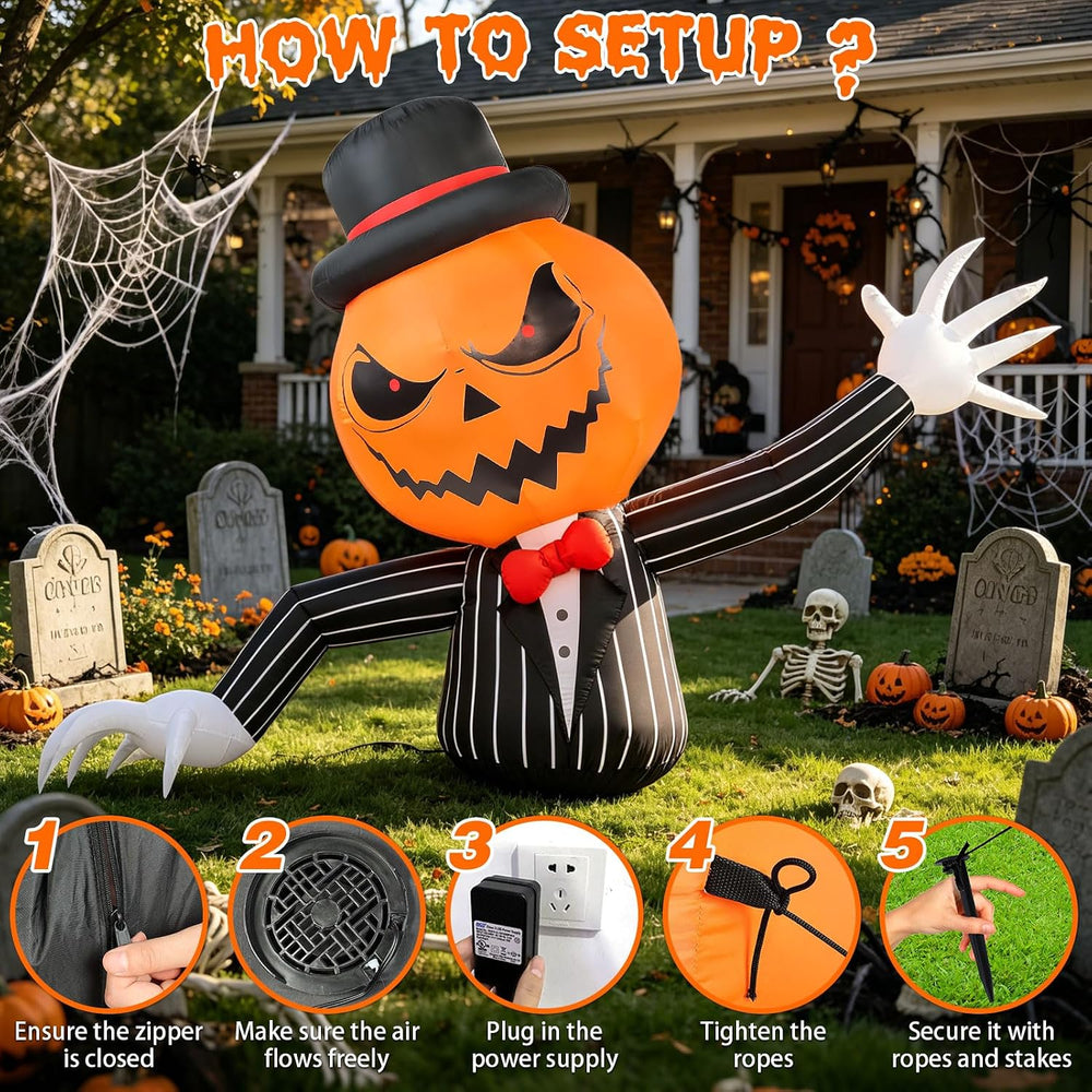 7.5FT Long Halloween Inflatable Pumpkin Ghost Outdoor Decorations, Giant Blow...