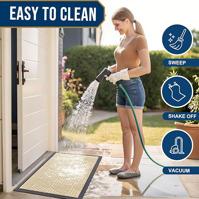 Smiry Front Door Mat Outside Entrance, Heavy Duty Sturdy Natural Rubber Doormat - Image 6
