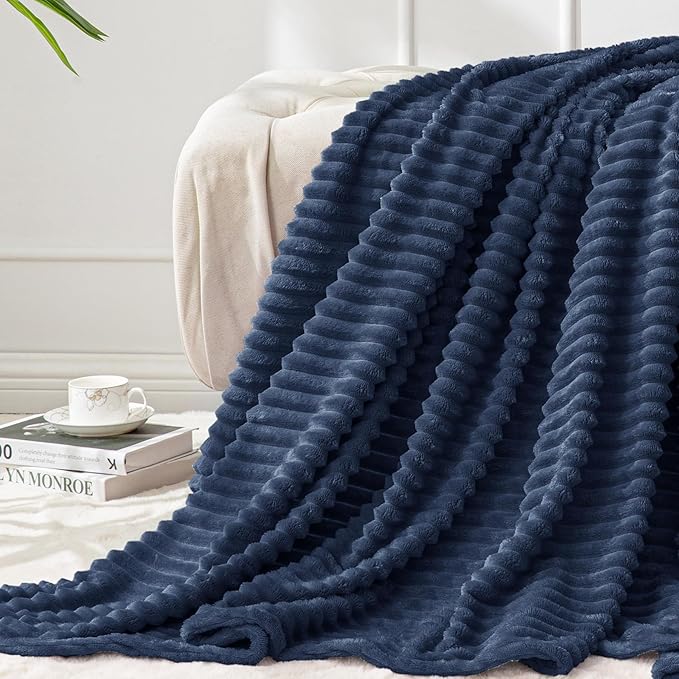 BEDELITE Fleece Blanket Twin Size – 3D Ribbed Jacquard Soft and Warm Decorative by BEDELITE
