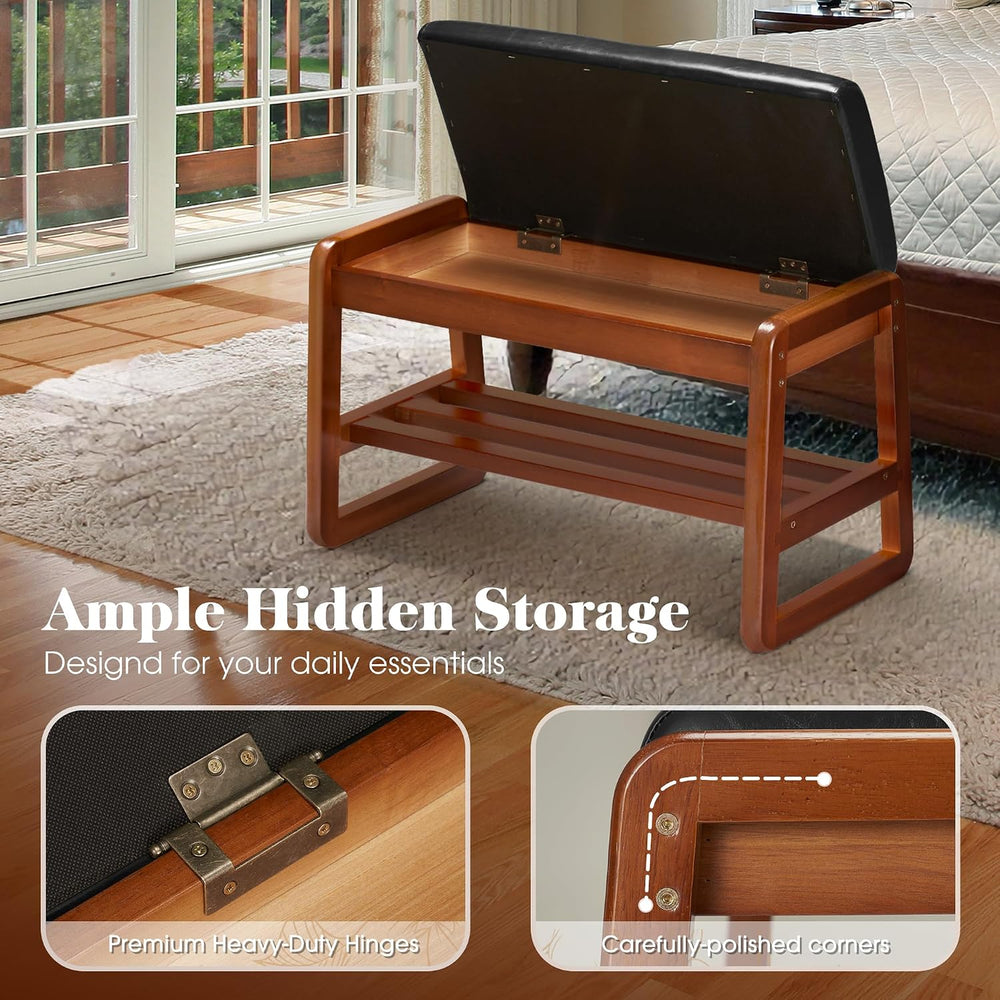 HABUTWAY Solid Wood Shoe Rack with Flip-Top Storage, Entryway Shoe Bench with...