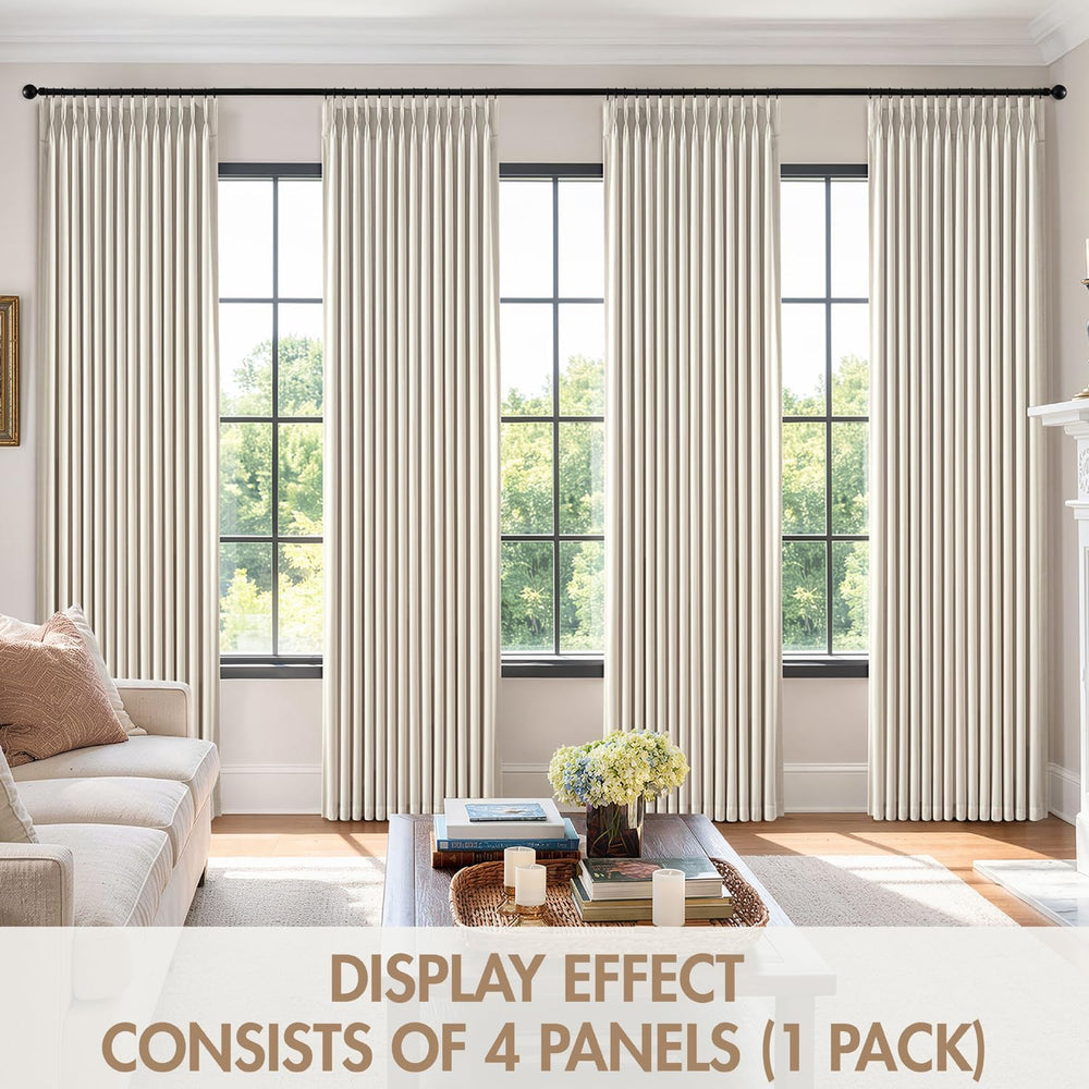 MIULEE Pinch Pleated 100% Blackout Curtains 40"x90" Long Birch 4 Pa...