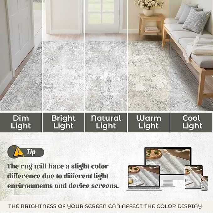 XLUEZ 2x8 Runner Rug for Hallway, Washable Modern Abstract Runner Rugs Neutral - Image 8