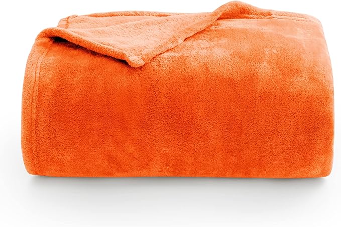 BEDELITE Orange Throw Blanket for Couch & Bed, Luxury Plush Cozy Fleece Blanket - Image 8