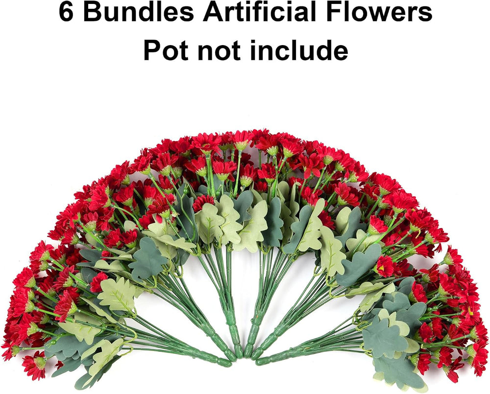 Daisy Artificial Flowers for Outdoors Autumn Fall Decoration, 6 Bundles Fake ...