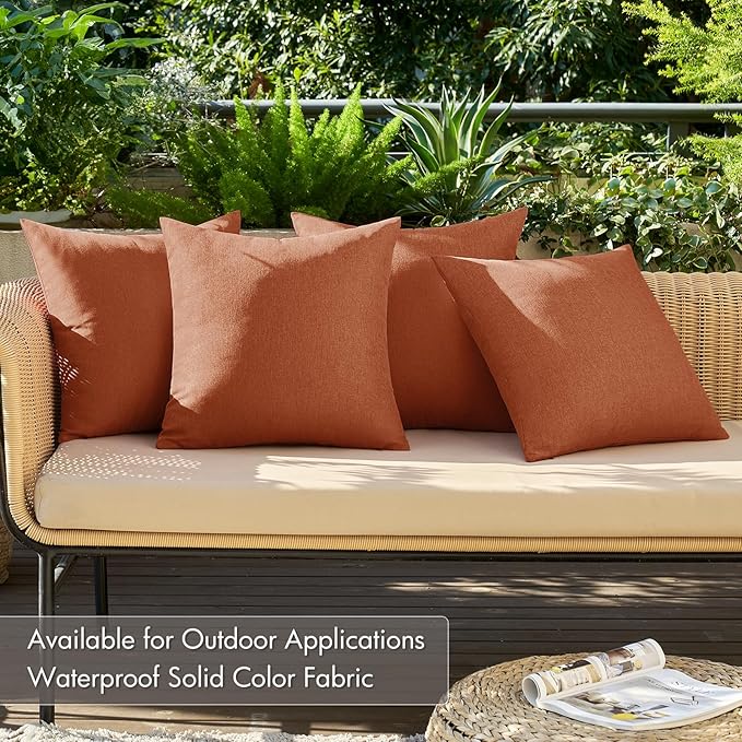 MIULEE Pack of 4 Decorative Rust Throw Pillow Covers Linen Waterproof Pillow - Image 3