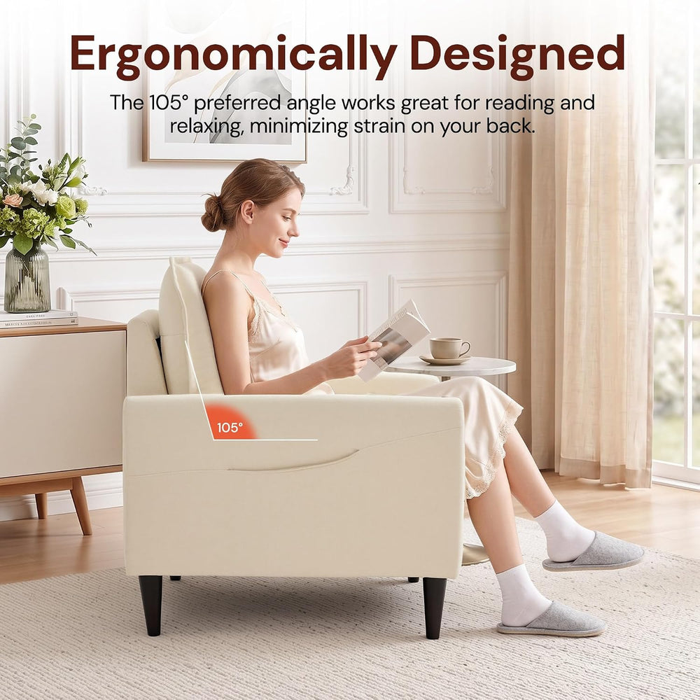 Korser Accent Chair for Living Room, Comfy Upholstered Mid-Century Reading Ch...