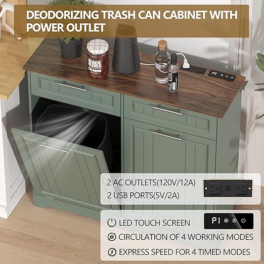 Double 10 Gallon Tilt Out Trash Can Cabinet