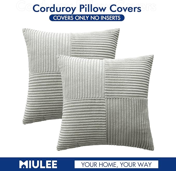 MIULEE Silver Grey Decorative Euro Sham Pillow Covers 24x24 Inch - Image 6