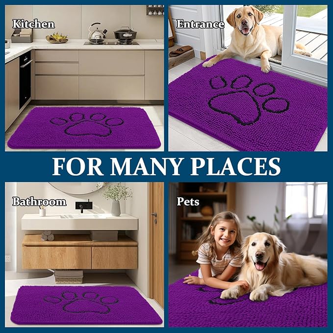 OLANLY Dog Door Mat for Muddy Paws 36x24, Paw Print Design, Absorbs Moisture - Image 8