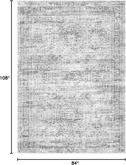 7x9 Area Rug for Living Room Washable Abstract Vintage Soft Thin Indoor Floor - Image 2