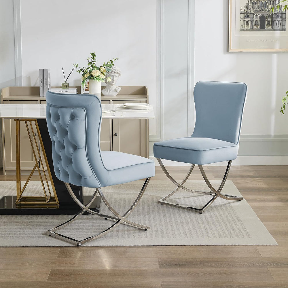 WUTUTUEE Luxury Velvet Dining Chairs, Tufted Upholstered Armless Accent Chair...