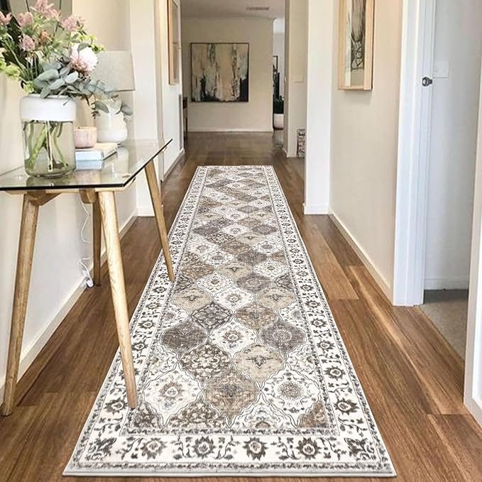 HEBE Hallway Runner Rug 2'8''x12' Washable Vintage Distressed Area Rugs Non - Image 6