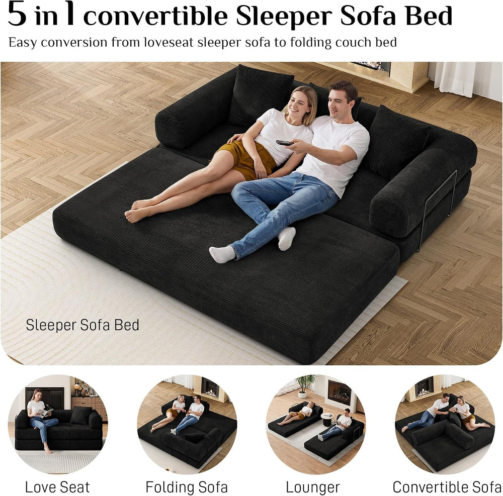 DAMAIFROM Convertible Sleeper Sofa Bed Floor Boneless Couch, Black