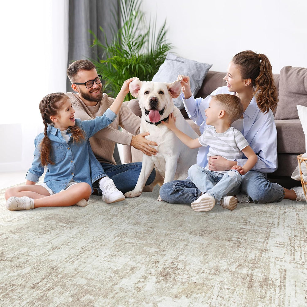 Aelenmu 9x12 Area Rugs for Living Room Bedroom Dining Room Washable Beige