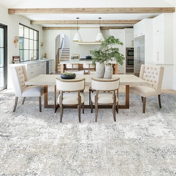 9x12 Area Rug for Living Room, Washable Modern Abstract Large Area Rug Neutral - Image 5