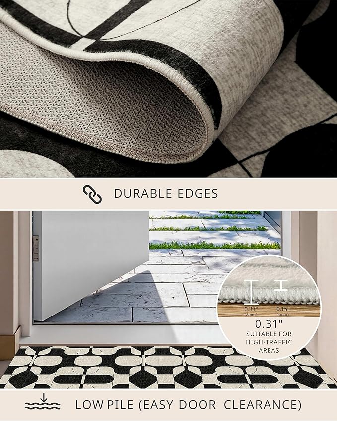 Latte&Fog 3x5 Entryway Rug, Vintage Washable Area Rug, Boho Non Slip Low Pile - Image 5