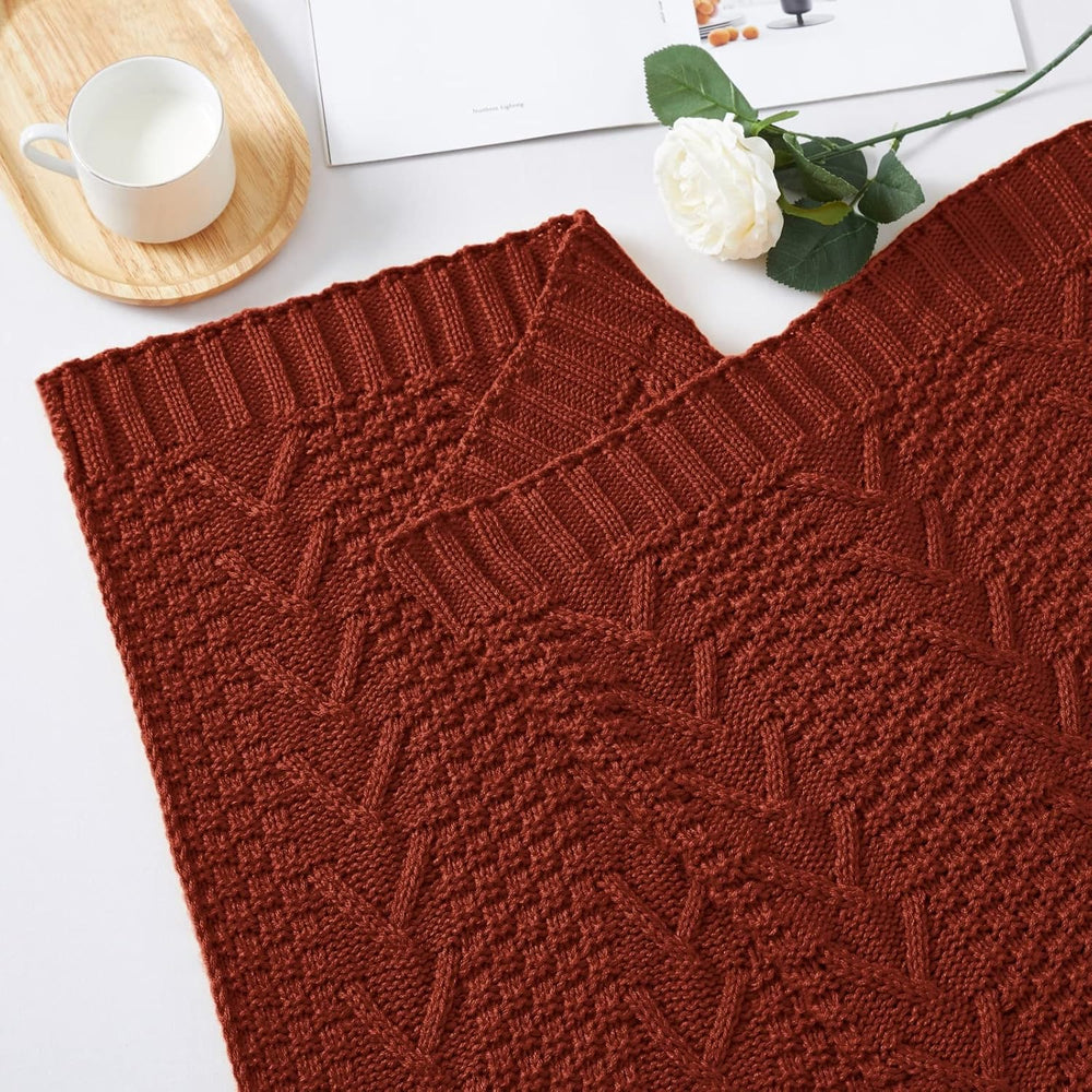 Aormenzy Knitted Throw Blanket (50" x 60") and 2 Pillow Covers (18&...
