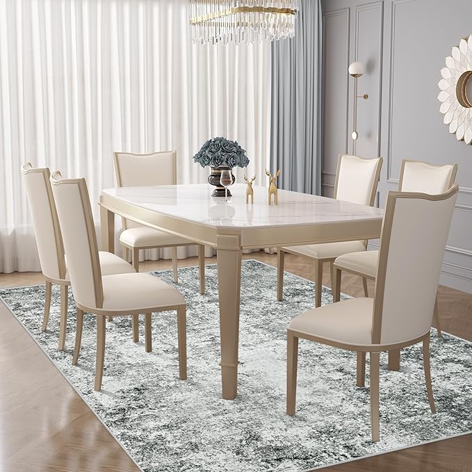 5x7 Area Rugs for Living Room, Washable Modern Abstract Large Area Rug Neutral - Image 5