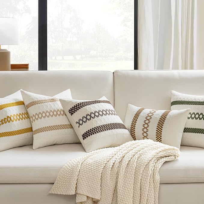 MIULEE Set of 2 Coco Brown Boho Decorative Pillow Covers 20x20 Inch Farmhouse - Image 2