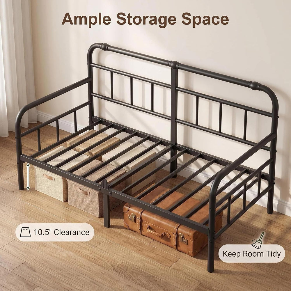 Metal Modern Twin Daybed Frame with Non‑Slip Retainer Clips