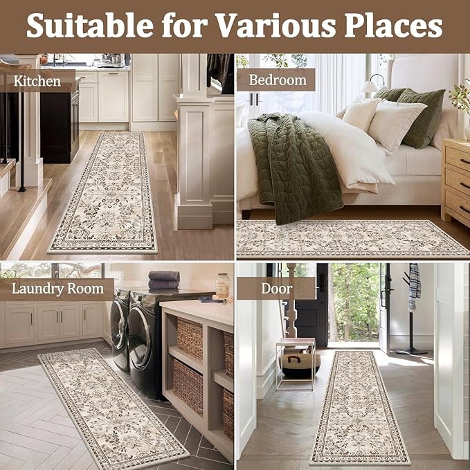 Yamaziot Washable Runner Rug 2x12 – Floral Non Slip Boho Hallway Runner Rug - Image 6