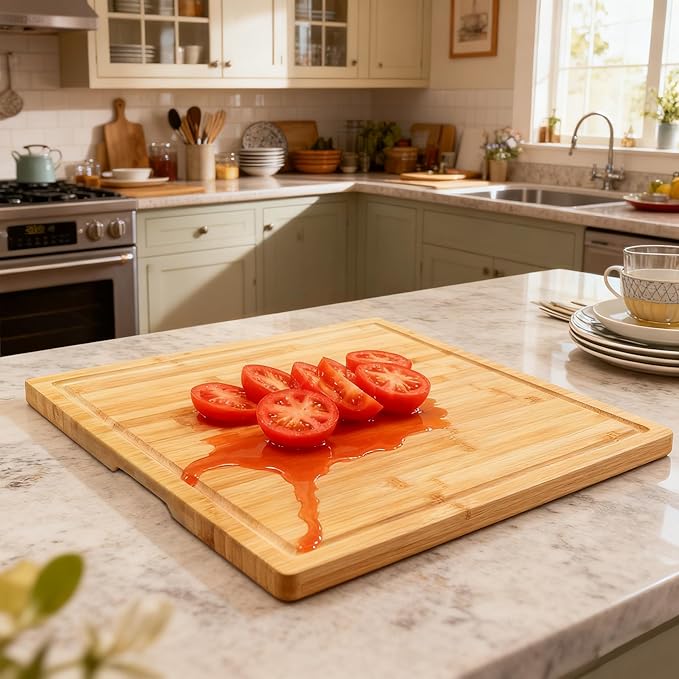 Utoplike Bamboo Cutting Board 20 x 20 inch, Large Wood Chopping Board
