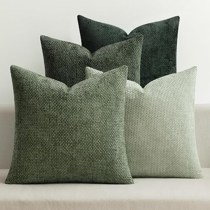 MIULEE Pack of 4 Couch Throw Pillow Covers 18x18 Inch Green Soft Decorative by MIULEE