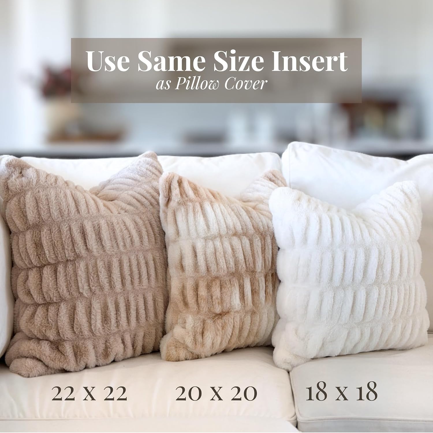 Skye's Ruched Faux Fur Pillow Covers, Set of 2, 18 x 18, Leopard | No-shed fabric, double sided, hidden zipper closure, durable inner lining, ultra-soft texture, thick and plush feel