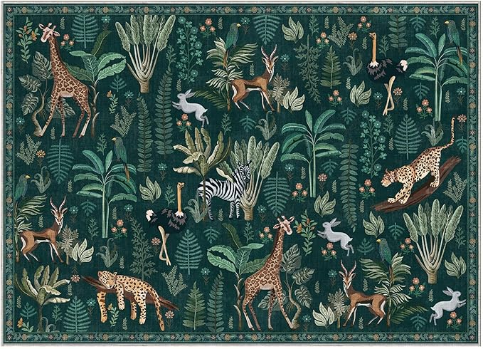 OPPODREAM Animal Soft Area Rugs 5x7, Washable Green Rug - Image 9