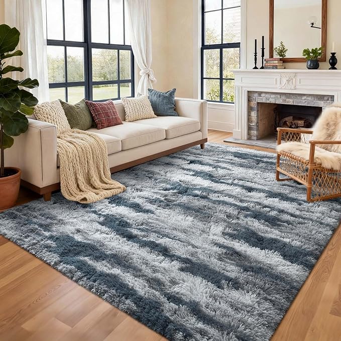6x9 Ft Large Shag Rugs for Living Room Decor, Tie-Dyed Ultra Soft Fluffy Furry by Cuzwlovita