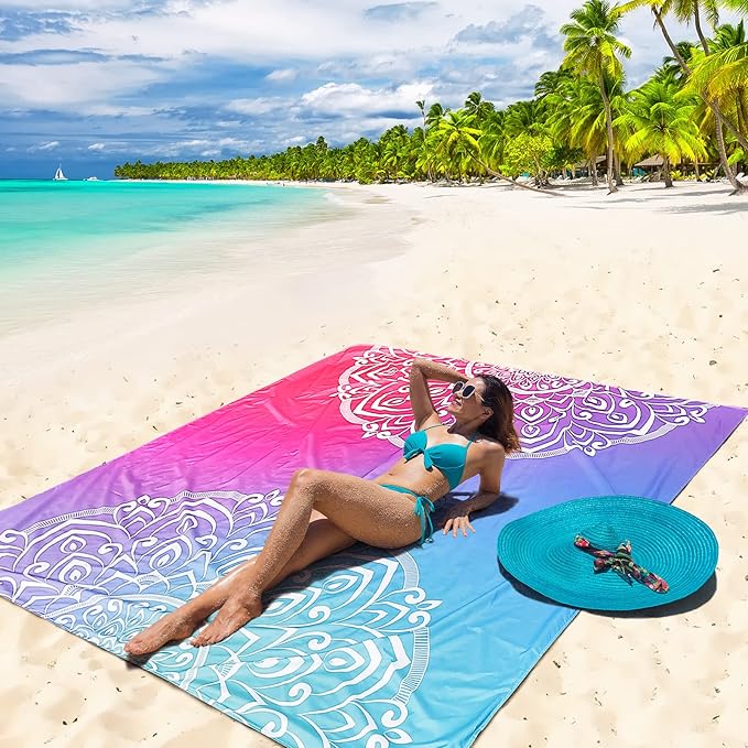 HIHOHO Beach Blanket Waterproof Sandproof Extra Large Beach Mat 79" X - Image 5