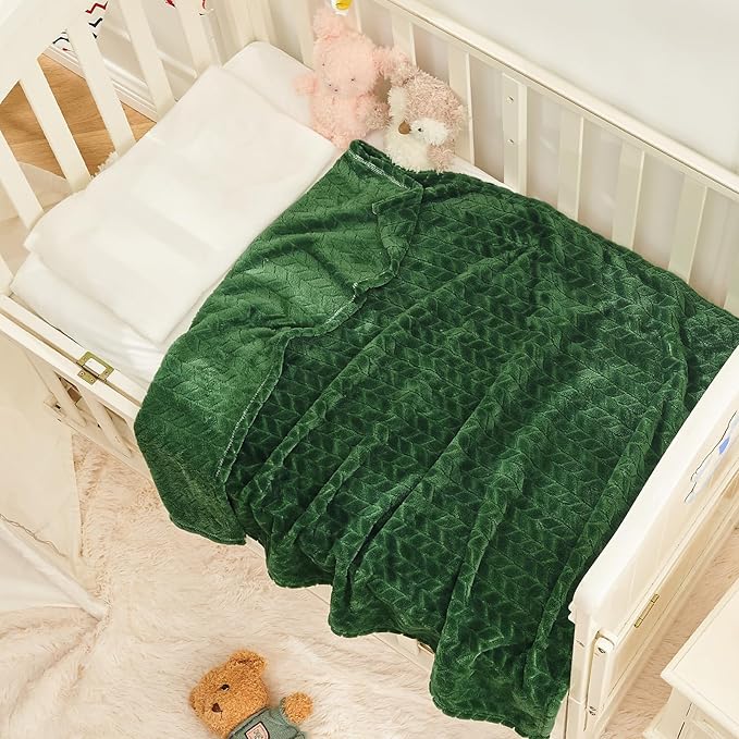 InHand Fleece Baby Blanket, Super Soft Swaddle Blanket, Plush Fuzzy Warm Green - Image 2