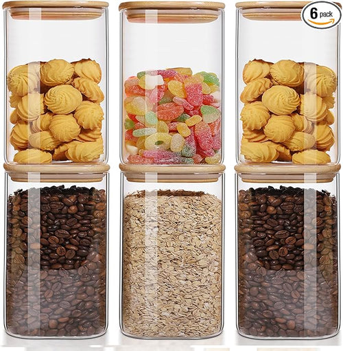 50oz Glass Food Storage Jars Set of 6, Glass Storage Containers Clear Glass by Liuruiyu