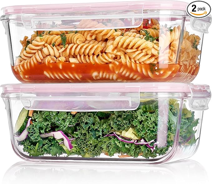 Vtopmart 2Pack 1860ml/63oz Large Glass Storage Containers by Vtopmart