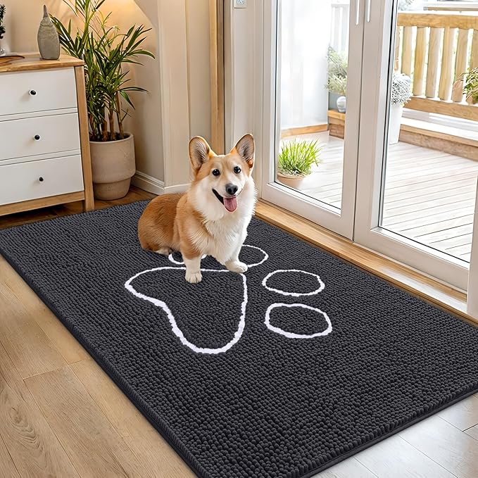 OLANLY Dog Door Mat for Muddy Paws 54x32, Paw Print Design, Absorbs Moisture by OLANLY